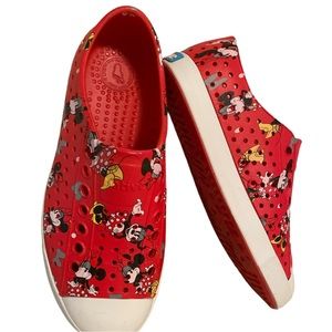 Disney Parks Native Red‎ Mickey Minnie Rubber Slip On Clogs Shoes M3 / W5